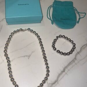Sterling silver Tiffany Ball Bracelet & Necklace set.